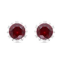 Sterling Silver 925 Earring  Rhodium Plated Embedded With Ruby Corundum