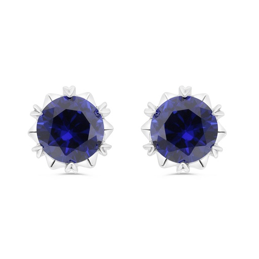 [EAR01SAP00000C323] Sterling Silver 925 Earring Rhodium Plated Embedded With Sapphire Corundum
