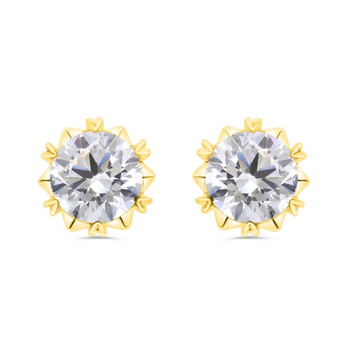 [EAR02WCZ00000C323] Sterling Silver 925 Earring Gold Plated Embedded With White Zircon 