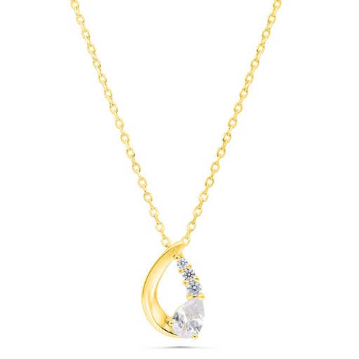 [NCL02WCZ00000B359] Sterling Silver 925 Necklace Gold Plated Embedded With White Zircon 