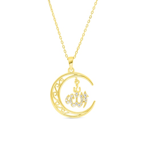 [NCL02WCZ00000B387] Sterling Silver 925 Necklace Gold Plated Embedded With White Zircon