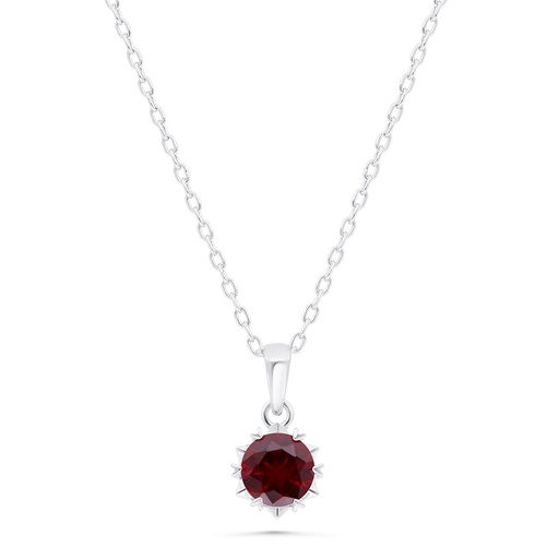 [NCL01RUB00000B360] Sterling Silver 925 Necklace  Rhodium Plated Embedded With Ruby Corundum