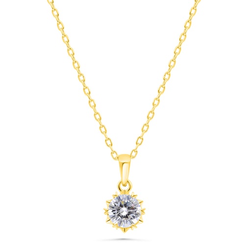 [NCL02WCZ00000B360] Sterling Silver 925 Necklace Gold Plated Embedded With White Zircon 