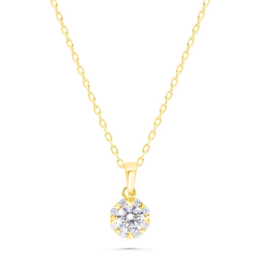 [NCL02WCZ00000B358] Sterling Silver 925 Necklace Gold Plated Embedded With White Zircon 