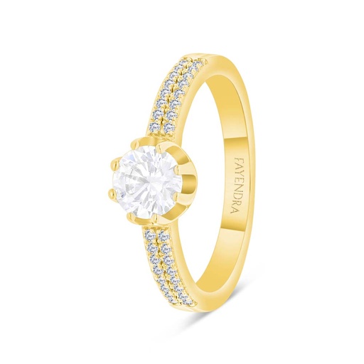 Sterling Silver 925 Ring Gold Plated Embedded With White Zircon 