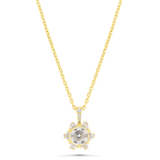 [NCL02CIT00WCZB305] Sterling Silver 925 Necklace Gold Plated Embedded With Yellow Zircon And White Zircon