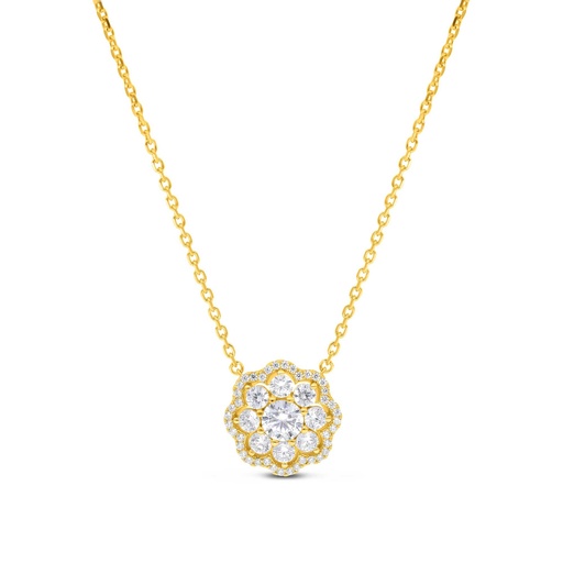 [NCL02WCZ00000B324] Sterling Silver 925 Necklace Gold Plated Embedded With White CZ