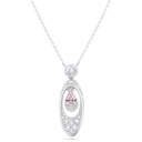 Sterling Silver 925 Necklace Rhodium Plated Embedded With pink Zircon And White Zircon