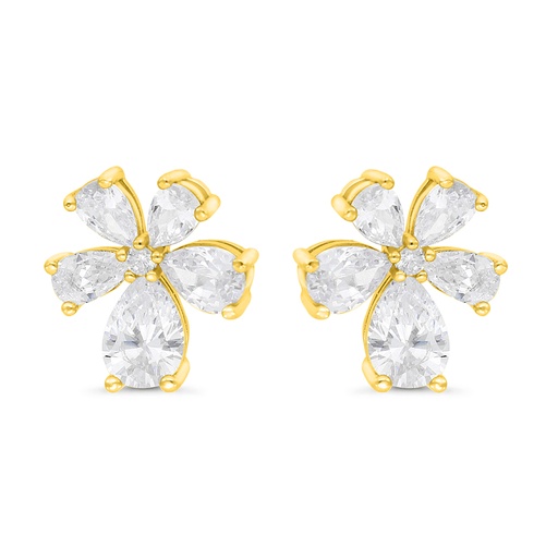 [EAR02WCZ00000C225] Sterling Silver 925 Earring Gold Plated Embedded With White Zircon