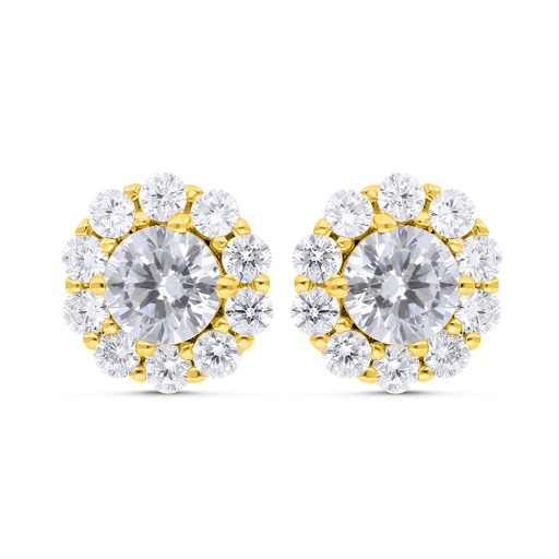 [EAR02WCZ00000C229] Sterling Silver 925 Earring Gold Plated Embedded With White Zircon