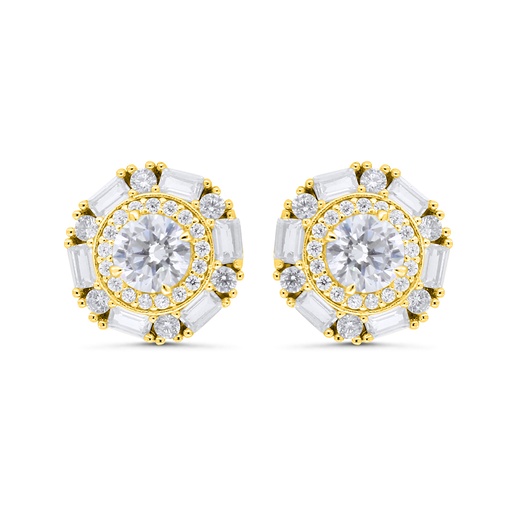 [EAR02WCZ00000C233] Sterling Silver 925 Earring Gold Plated Embedded With White Zircon