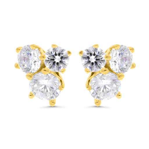 [EAR02WCZ00000C234] Sterling Silver 925 Earring Gold Plated Embedded With White Zircon