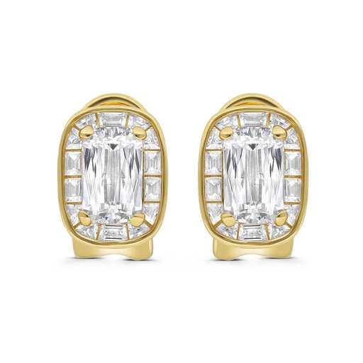 [EAR02CIT00WCZC241] Sterling Silver 925 Earring Gold Plated Embedded With Yellow Zircon And White Zircon