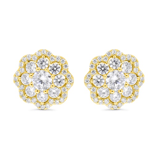 [EAR02WCZ00000C248] Sterling Silver 925 Earring Gold Plated Embedded With White CZ