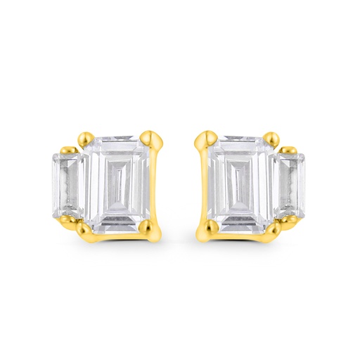 [EAR02WCZ00000C250] Sterling Silver 925 Earring Gold Plated Embedded With White Zircon