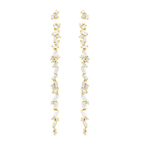 [EAR02WCZ00000C251] Sterling Silver 925 Earring Gold Plated Embedded With White CZ