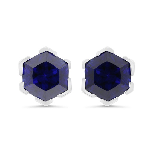 [EAR01SAP00000C255] Sterling Silver 925 Earring Rhodium Plated Embedded With Sapphire Corundum 