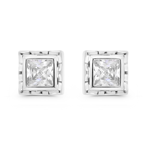 [EAR01WCZ00000C256] Sterling Silver 925 Earring Rhodium Plated Embedded With White CZ