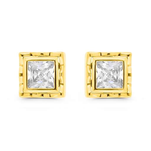 [EAR02WCZ00000C256] Sterling Silver 925 Earring Gold Plated Embedded With White CZ