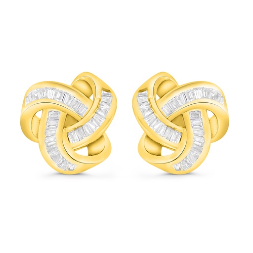 [EAR02WCZ00000C268] Sterling Silver 925 Earring Gold Plated Embedded With White CZ