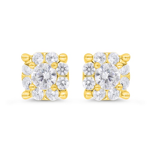 [EAR02WCZ00000C274] Sterling Silver 925 Earring Gold Plated Embedded With White CZ
