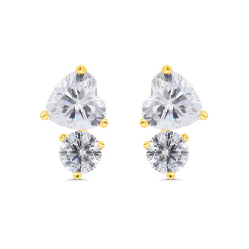 [EAR02WCZ00000C276] Sterling Silver 925 Earring Gold Plated Embedded With White Zircon
