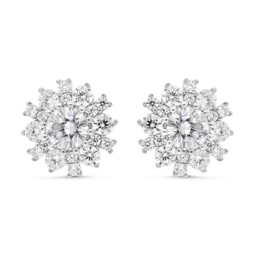 [EAR01WCZ00000C282] Sterling Silver 925 Earring Rhodium Plated Embedded With White CZ