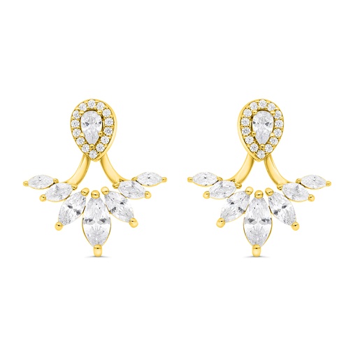 [EAR02WCZ00000C284] Sterling Silver 925 Earring Gold Plated Embedded With White Zircon
