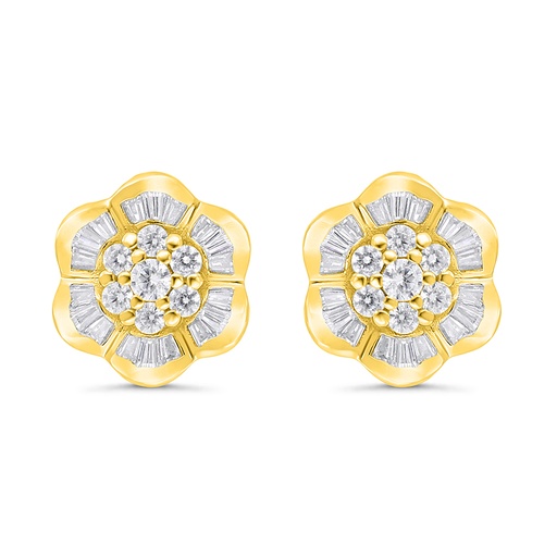 [EAR02WCZ00000C287] Sterling Silver 925 Earring Gold Plated Embedded With White CZ