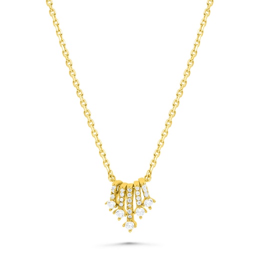 [NCL02WCZ00000B408] Sterling Silver 925 Necklace Gold Plated Embedded With White Zircon