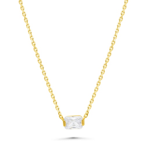 [NCL02WCZ00000B412] Sterling Silver 925 Necklace Gold Plated Embedded With White Zircon
