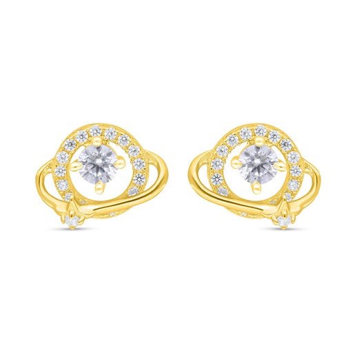 [EAR02WCZ00000C382] Sterling Silver 925 Earring Gold Plated Embedded With White Zircon