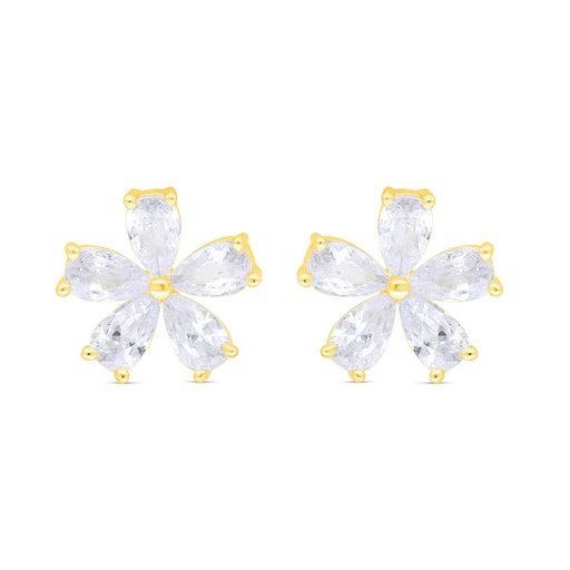 [EAR02WCZ00000C393] Sterling Silver 925 Earring Gold Plated Embedded With White Zircon