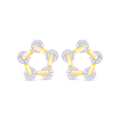 [EAR02WCZ00000C341] Sterling Silver 925 Earring Gold Plated Embedded With White Zircon
