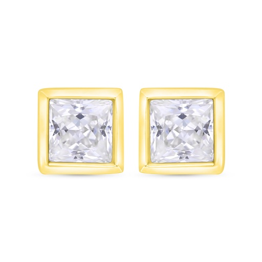 [EAR02WCZ00000C344] Sterling Silver 925 Earring Gold Plated Embedded With White Zircon