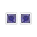 Sterling Silver 925 Earring Rhodium Plated Embedded With Sapphire Corundum 