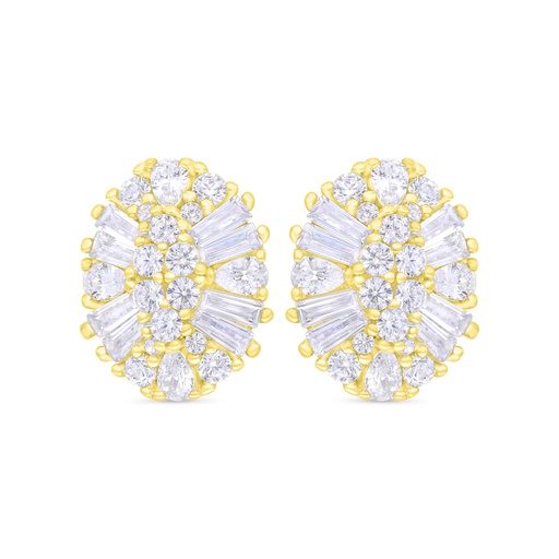 [EAR02WCZ00000C346] Sterling Silver 925 Earring Gold Plated Embedded With White Zircon