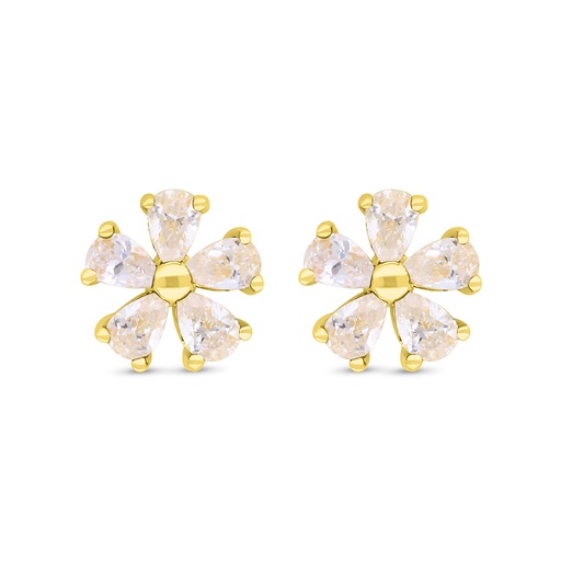 [EAR02WCZ00000C347] Sterling Silver 925 Earring Gold Plated Embedded With White Zircon