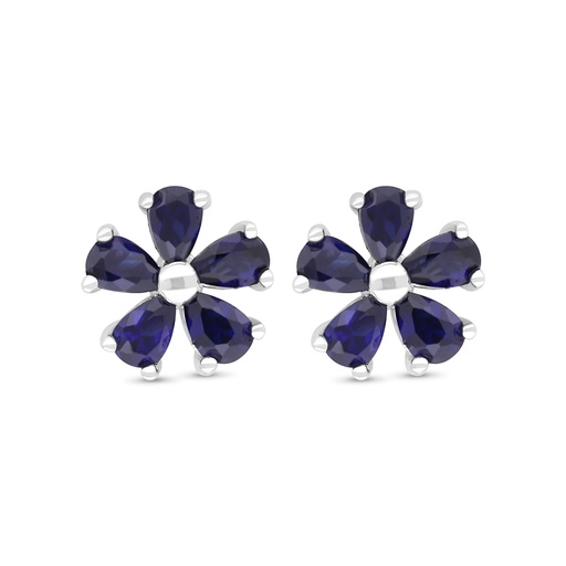 [EAR01SAP00000C347] Sterling Silver 925 Earring Rhodium Plated Embedded With Sapphire Corundum 