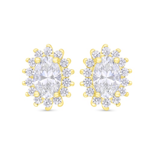 [EAR02WCZ00000C348] Sterling Silver 925 Earring Gold Plated Embedded With White Zircon