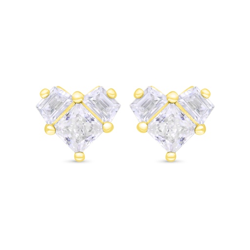 [EAR02WCZ00000C349] Sterling Silver 925 Earring Gold Plated Embedded With White Zircon