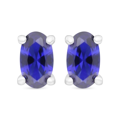 [EAR01SAP00000C350] Sterling Silver 925 Earring Rhodium Plated Embedded With Sapphire Corundum 