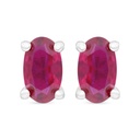 Sterling Silver 925 Earring Rhodium Plated Embedded With Ruby Corundum 