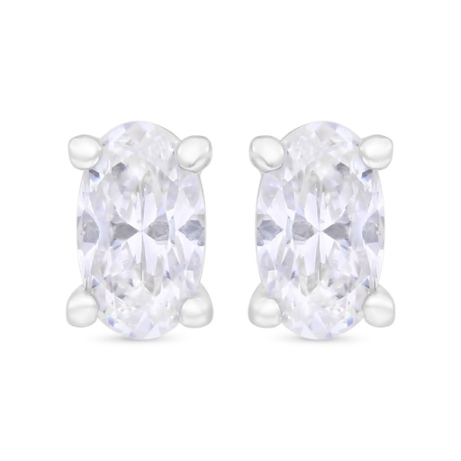 [EAR01WCZ00000C350] Sterling Silver 925 Earring Rhodium Plated Embedded With White Zircon