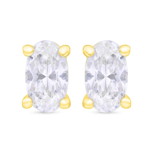 [EAR02WCZ00000C350] Sterling Silver 925 Earring Gold Plated Embedded With White Zircon