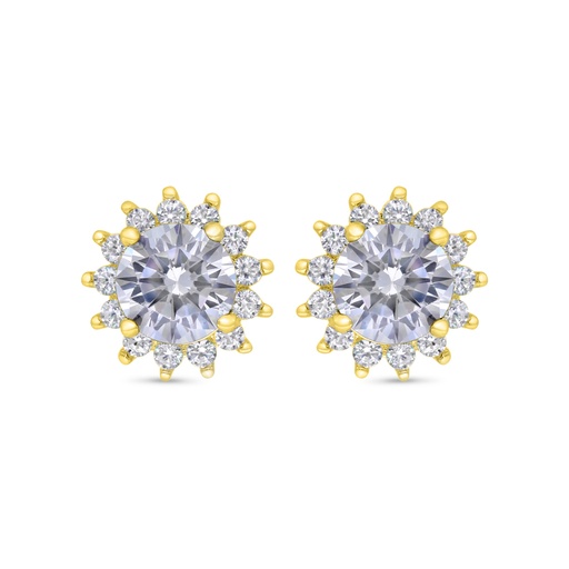[EAR02WCZ00000C352] Sterling Silver 925 Earring Gold Plated Embedded With White Zircon