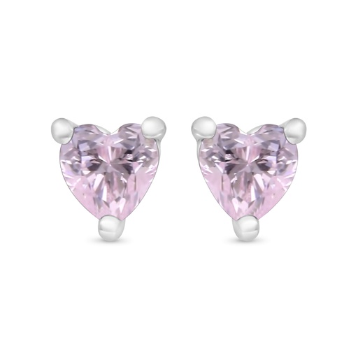 [EAR01PIK00000C353] Sterling Silver 925 Earring Rhodium Plated Embedded With Pink Zircon 