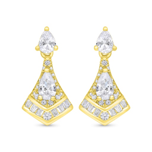[EAR02WCZ00000C354] Sterling Silver 925 Earring Gold Plated Embedded With White Zircon