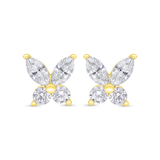 [EAR02WCZ00000C355] Sterling Silver 925 Earring Gold Plated Embedded With White Zircon
