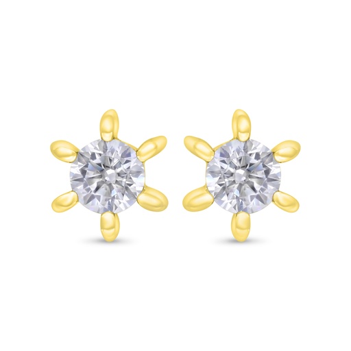 [EAR02WCZ00000C359] Sterling Silver 925 Earring Gold Plated Embedded With White Zircon